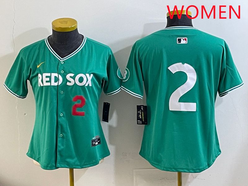 Women Boston Red Sox #2 No Name Green Joint Name Nike 2025 MLB Jersey style 3